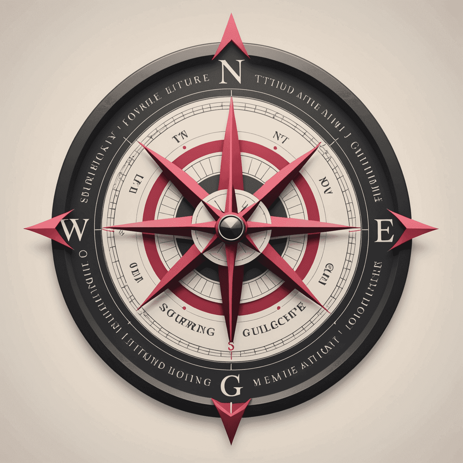 Touring Guide Logo - A stylized compass with red and pink accents