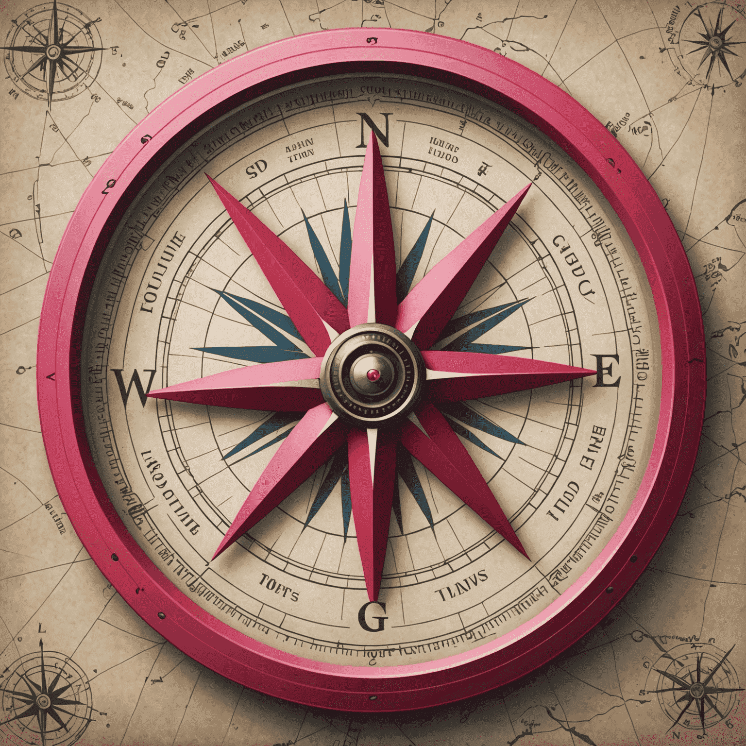 Touring Guide Logo - A stylized compass with red and pink accents