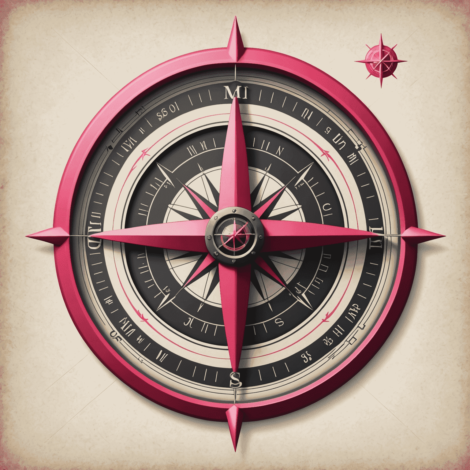 Touring Guide Logo - A stylized compass with red and pink accents