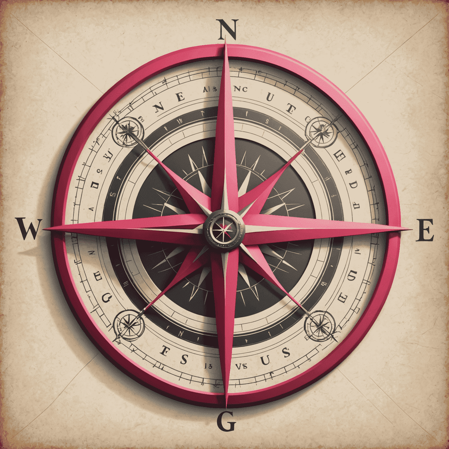 Touring Guide Logo - A stylized compass with red and pink accents