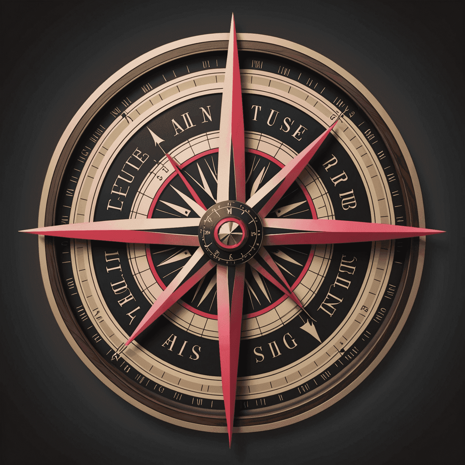 Touring Guide Logo - A stylized compass with red and pink accents