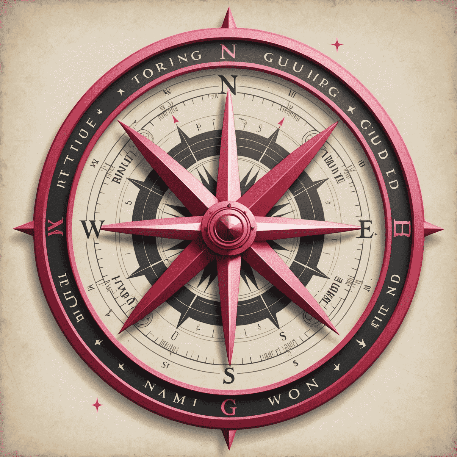 Touring Guide Logo - A stylized compass with red and pink accents