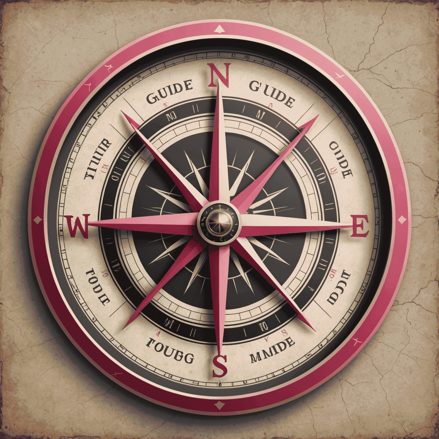 Touring Guide Logo - A stylized compass with red and pink accents