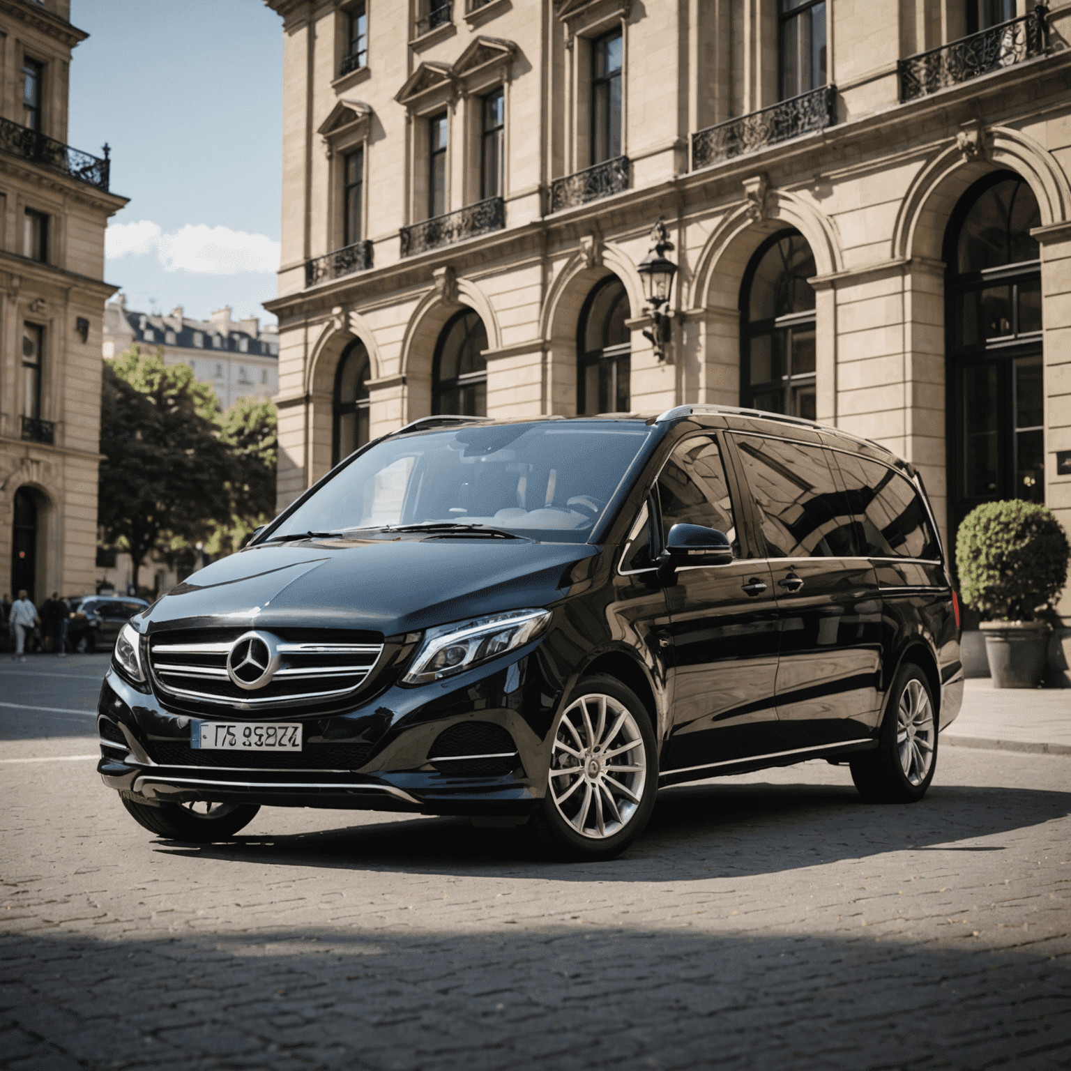 A luxurious car or van with a professional driver, ready for a private transfer